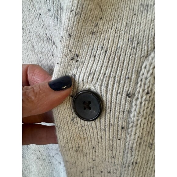 Shawl Collared Heavy Knit Cardigan Button-Down Cream Grey Mens Sweater XXL Sonom - Picture 9 of 9